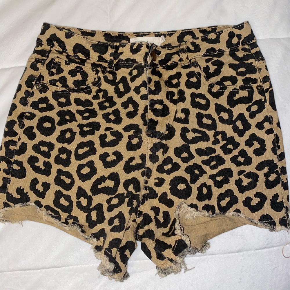 cheetah jean shorts